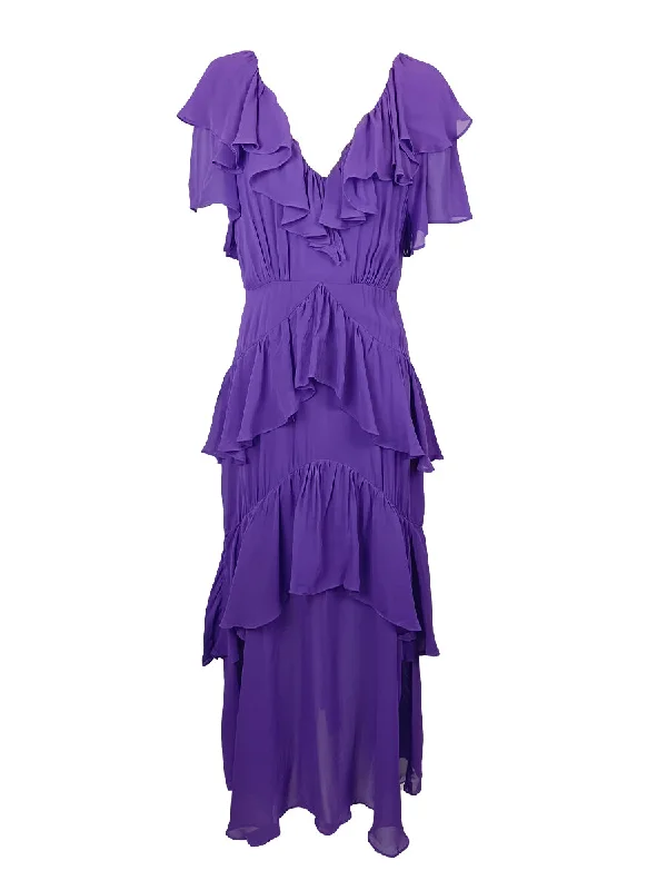 2230066 V-Neck Ruffled Layered Dress *Purple *Last Piece Lounge unclassified dresses