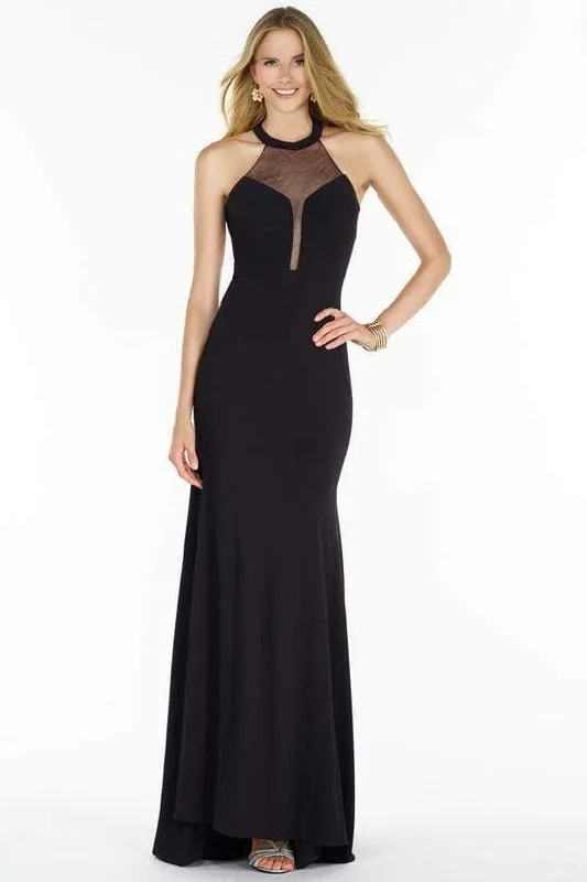 Alyce Paris 1212 - Sheer Halter Evening Dress Velvet unclassified dresses