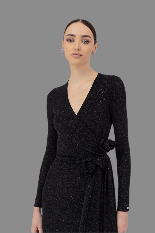 Black wrap effect sparkly  dress Party unclassified dresses