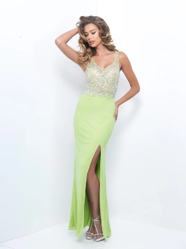 Blush - X401SC Sleeveless Crystal Embellished Fitted Sheath Dress Petite unclassified dresses