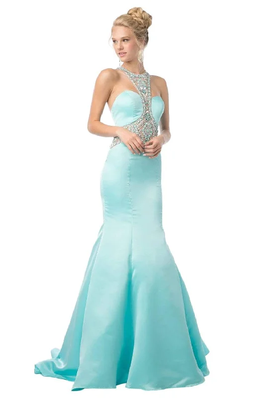 Cinderella Divine - CK31 Mid Beaded Halter Mermaid Gown Lightweight unclassified dresses