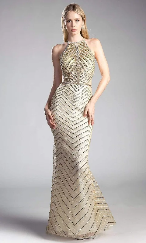 Cinderella Divine - CZ0010 Beaded Chevron Evening Dress Trendy new unclassified dresses