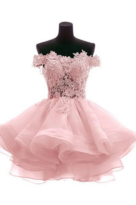 Cute Off Shoulder Pink Elegant 2024 Homecoming Dresses Graduation unclassified dresses