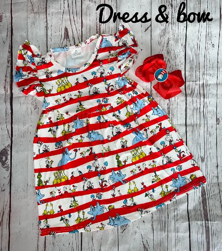 Dr. Seuss Pearl dress and bow Tiered unclassified dresses