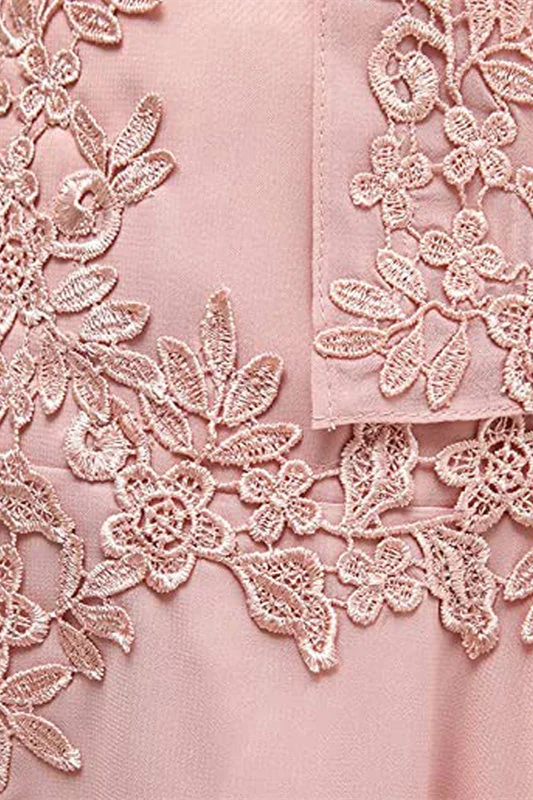 Dusty Pink Two-Piece V-Neck Appliques Mother of the Bride Dress Bright color unclassified dresses