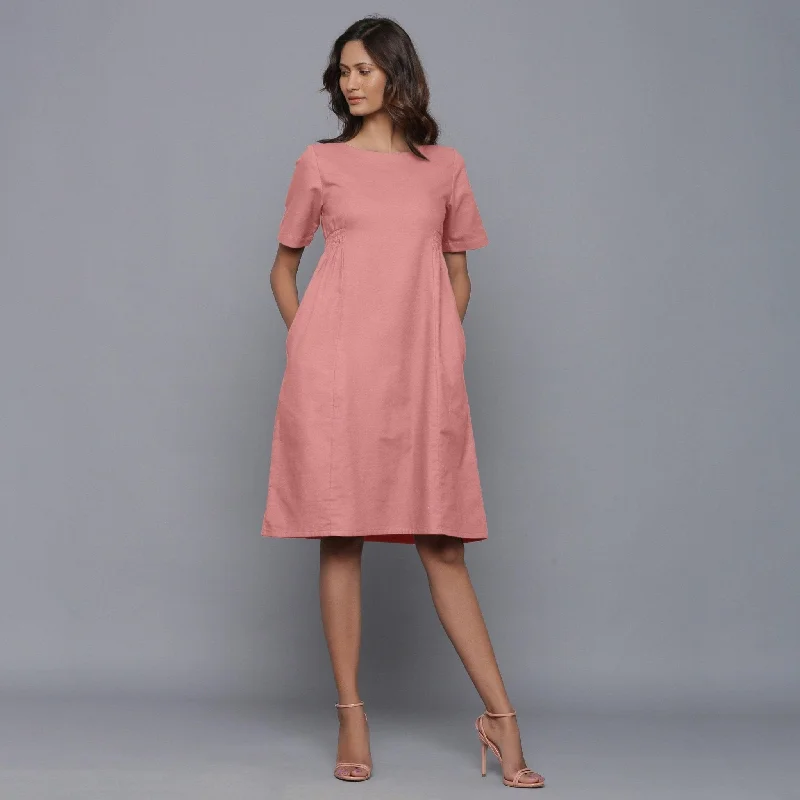 English Rose Warm Cotton Flannel Knee Length Dress Trendy new unclassified dresses