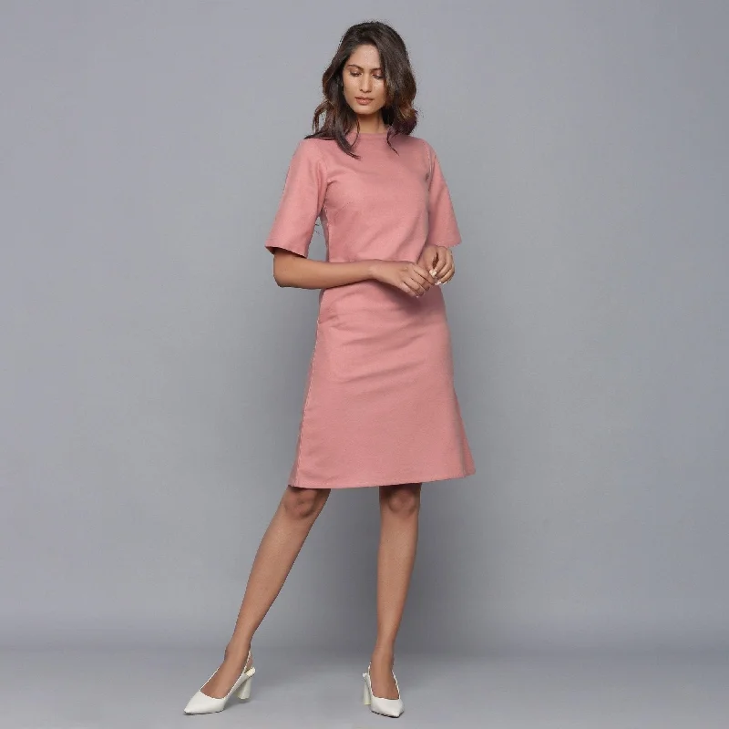 English Rose Warm Cotton Flannel Knee Length Sheath Dress Casual chic unclassified dresses