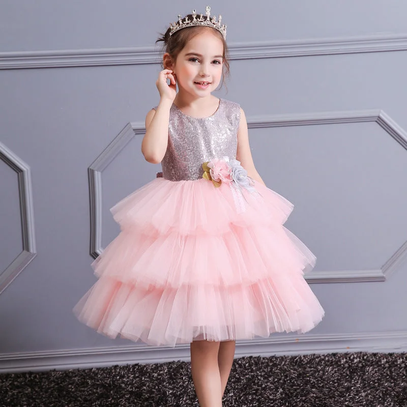 European And American Backless Cake Princess Dress Floral unclassified dresses