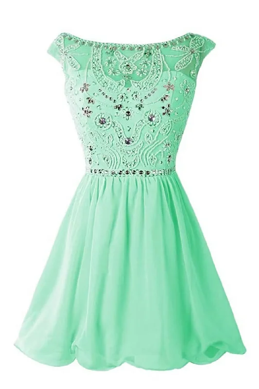 Green Chiffon Handmade Girly For Teens Homecoming Dresses Sequin unclassified dresses