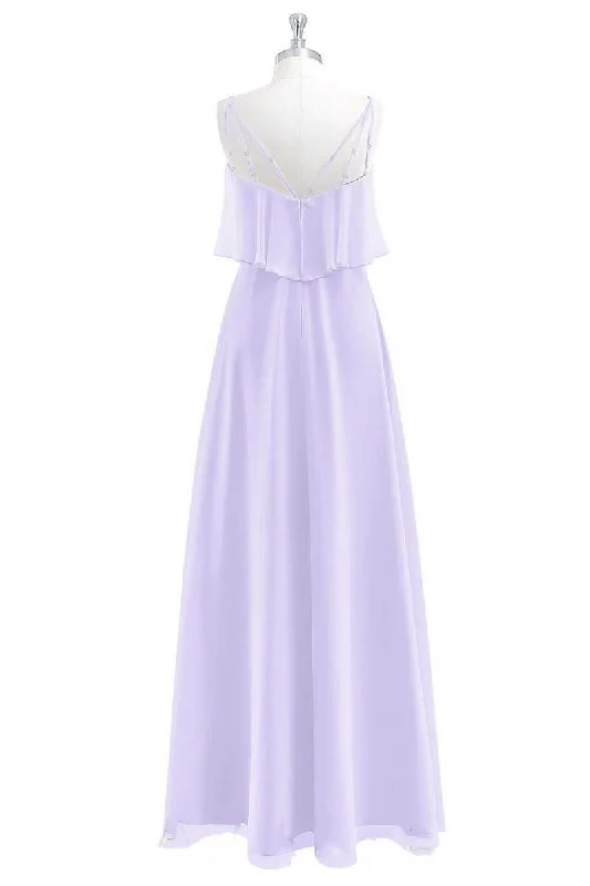 Lavender Chiffon Straps Ruffled A-Line Bridesmaid Dress Monochrome unclassified dresses