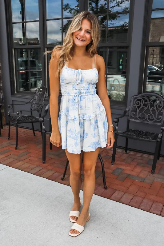 Living Your Best Life Dress - Blue Ruffled unclassified dresses