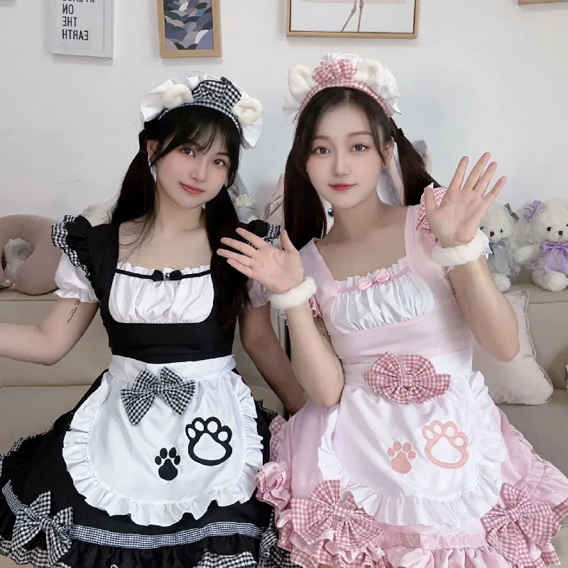 Lolita Neko Paws Maid Dress Velvet unclassified dresses