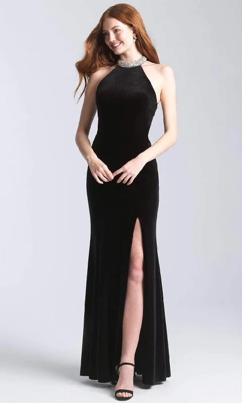 Madison James - 20-350SC Sleeveless Open Back Sheath Gown Dark color unclassified dresses