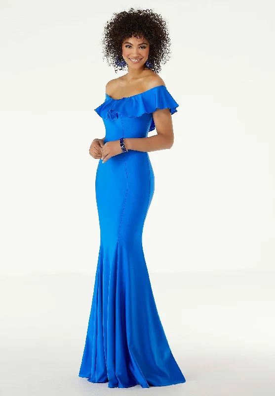 Mori Lee - Fitted Off-Shoulder Silky Jersey Trumpet Dress 45046 Festival unclassified dresses