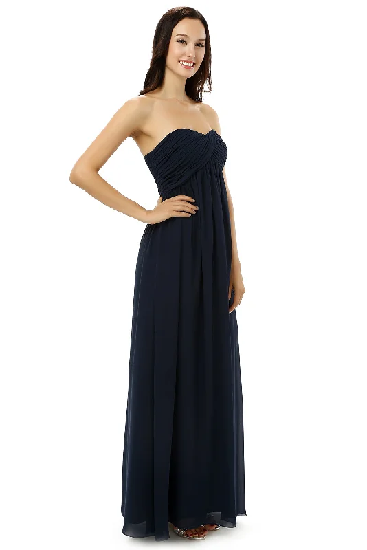 Navy Blue Sweetheart Chiffon With Pleats Corset Bridesmaid Dresses outfit Formal unclassified dresses