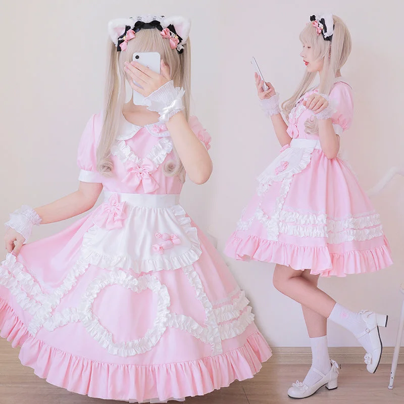 Pink Ruffle Barbie Maid Dress Monochrome unclassified dresses