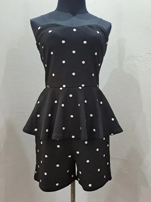 Polka Dot Peplum Playsuit (Large) Chiffon unclassified dresses