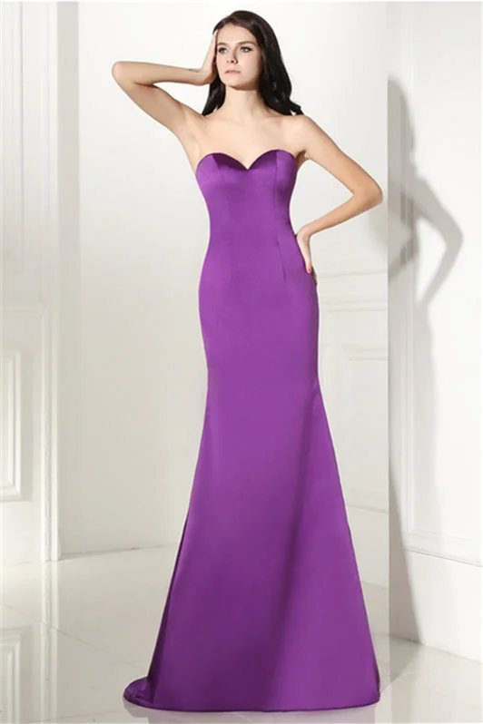 Purple Mermaid Satin Sweetheart Backless Corset Prom Dresses outfit Beach unclassified dresses