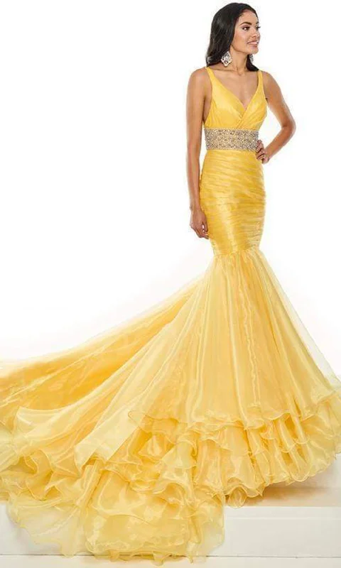 Rachel Allan - 5108SC Sleeveless Pleated Extravagant Mermaid Gown Discounted unclassified dresses