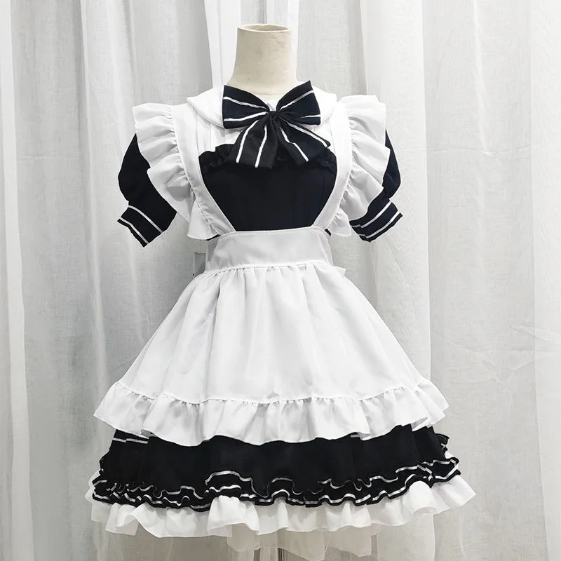 Stripes Ruffle Maid Dress Polka dot unclassified dresses