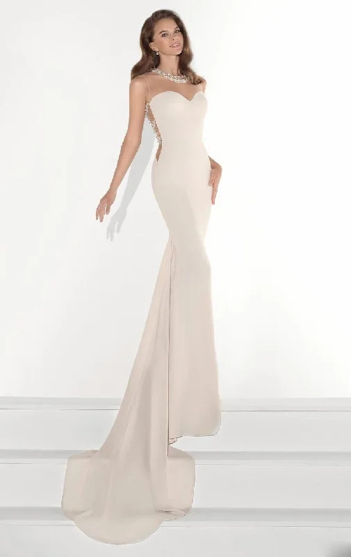 Tarik Ediz - Embellished Illusion Sweetheart Sheath Dress 92824 High-end unclassified dresses