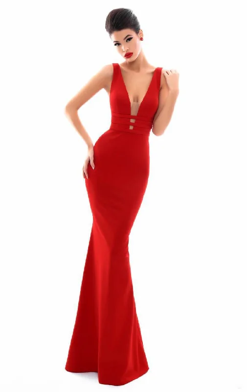 Tarik Ediz - Plunging V Neck Mermaid Evening Dress 50336 Elegant unclassified dresses