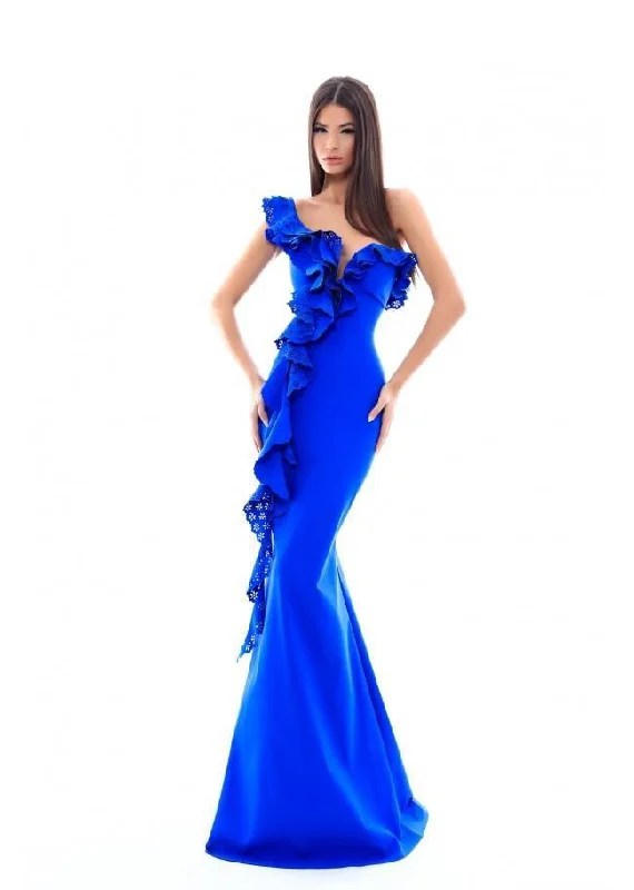 Tarik Ediz - Ruffled Plunging Mermaid Dress 50333 Anniversary unclassified dresses