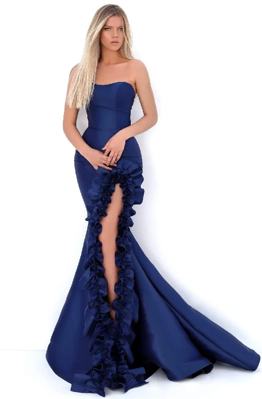 Tarik Ediz - Strapless Fitted Evening Gown With Ruffled Slit 50686 Festival unclassified dresses