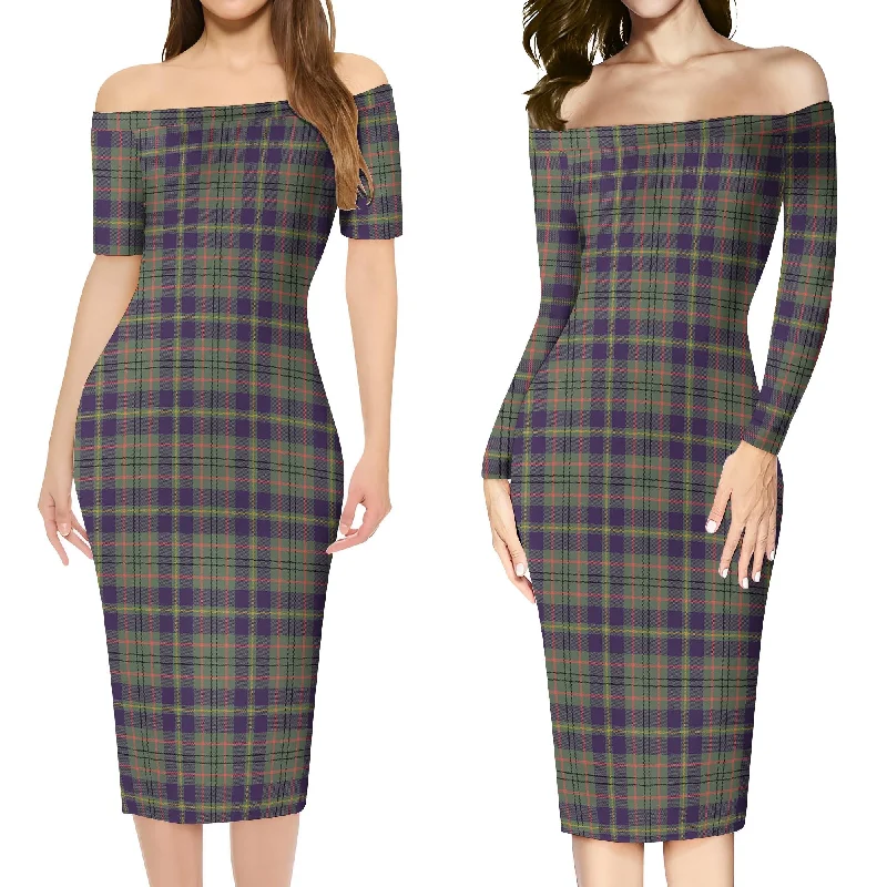 Taylor Weathered Tartan Off Shoulder Lady Dress Fashionable unclassified dresses