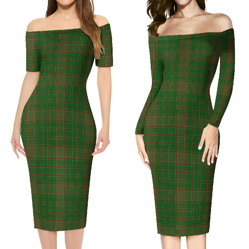 Terry Tartan Off Shoulder Lady Dress Knitted unclassified dresses