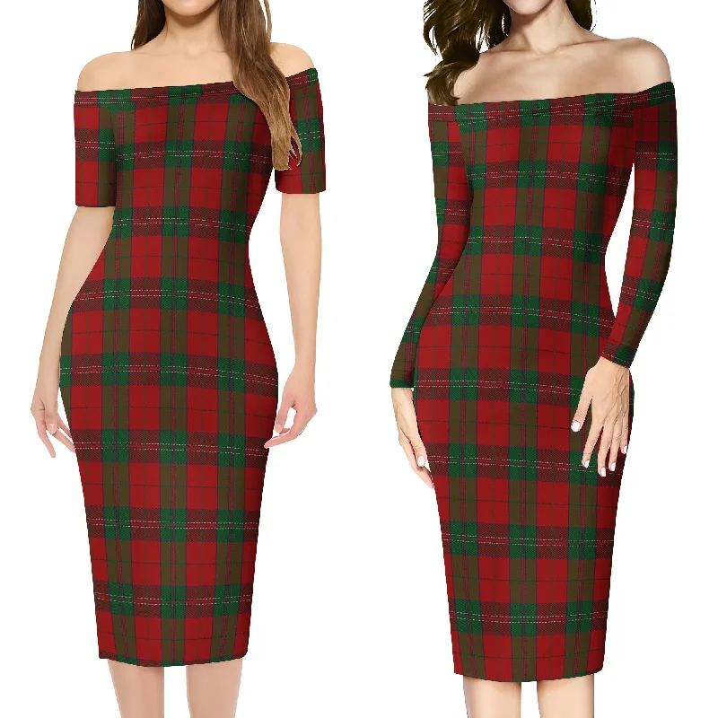 Thomas of Wales Tartan Off Shoulder Lady Dress Soft fabric unclassified dresses