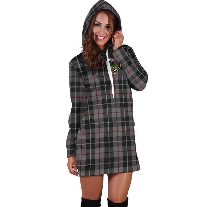 Thompson Grey Tartan Hoodie Dress with Family Crest Silk unclassified dresses