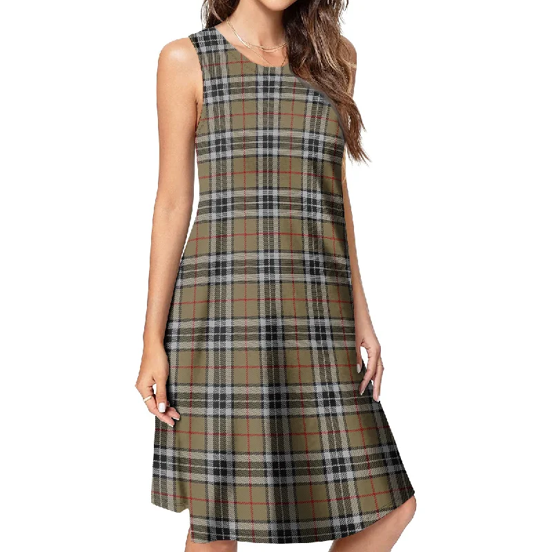 Thomson Camel Tartan Womens Casual Dresses Smocked unclassified dresses