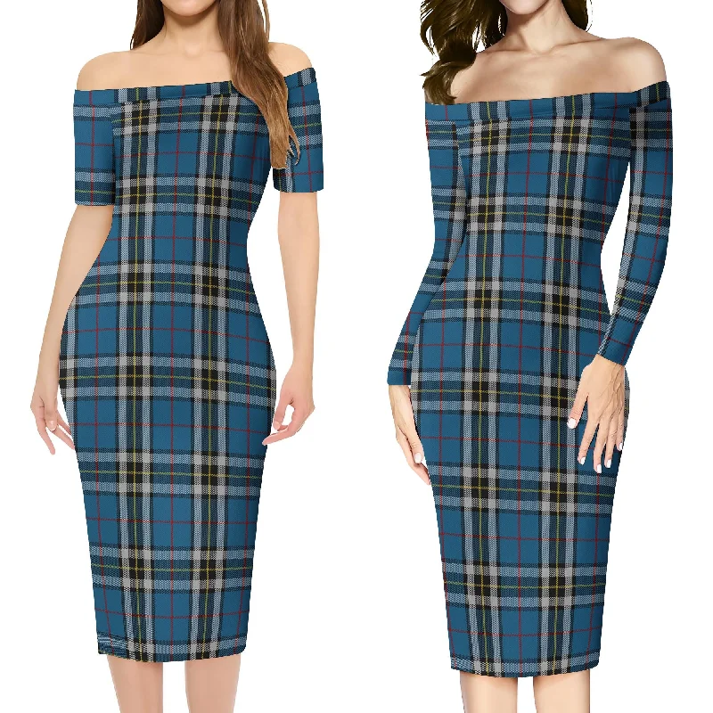 Thomson Dress Blue Tartan Off Shoulder Lady Dress Mesh unclassified dresses