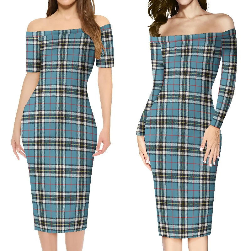 Thompson (Thomson) Tartan Off Shoulder Lady Dress Designer unclassified dresses