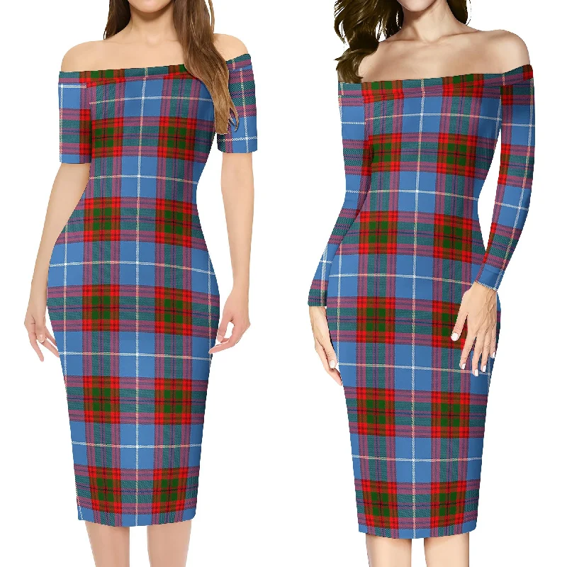 Trotter Tartan Off Shoulder Lady Dress Sleeveless unclassified dresses