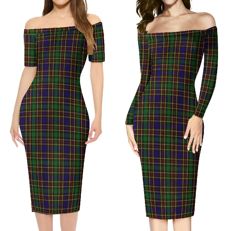 Vosko Tartan Off Shoulder Lady Dress Fashionable unclassified dresses