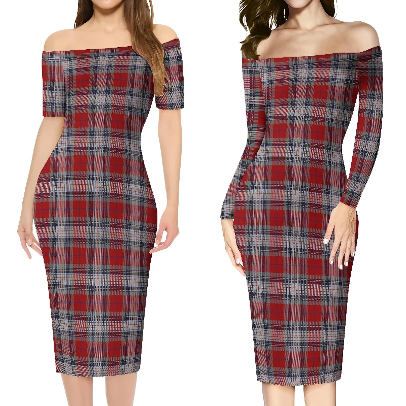 Warden Tartan Off Shoulder Lady Dress Off-shoulder unclassified dresses