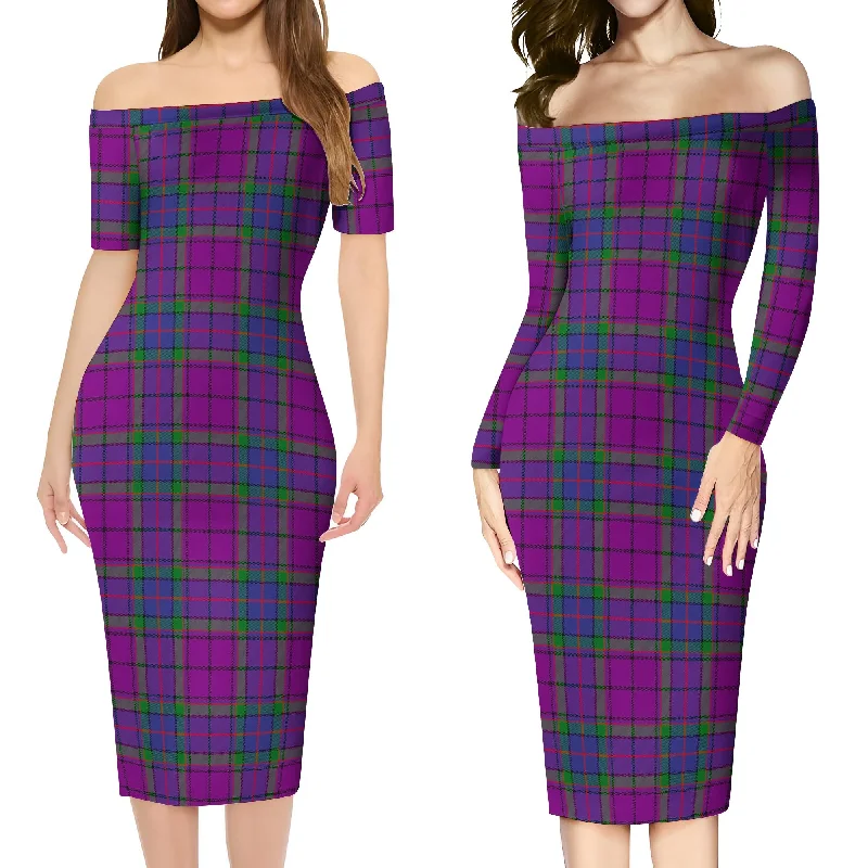 Wardlaw Modern Tartan Off Shoulder Lady Dress Stylish unclassified dresses