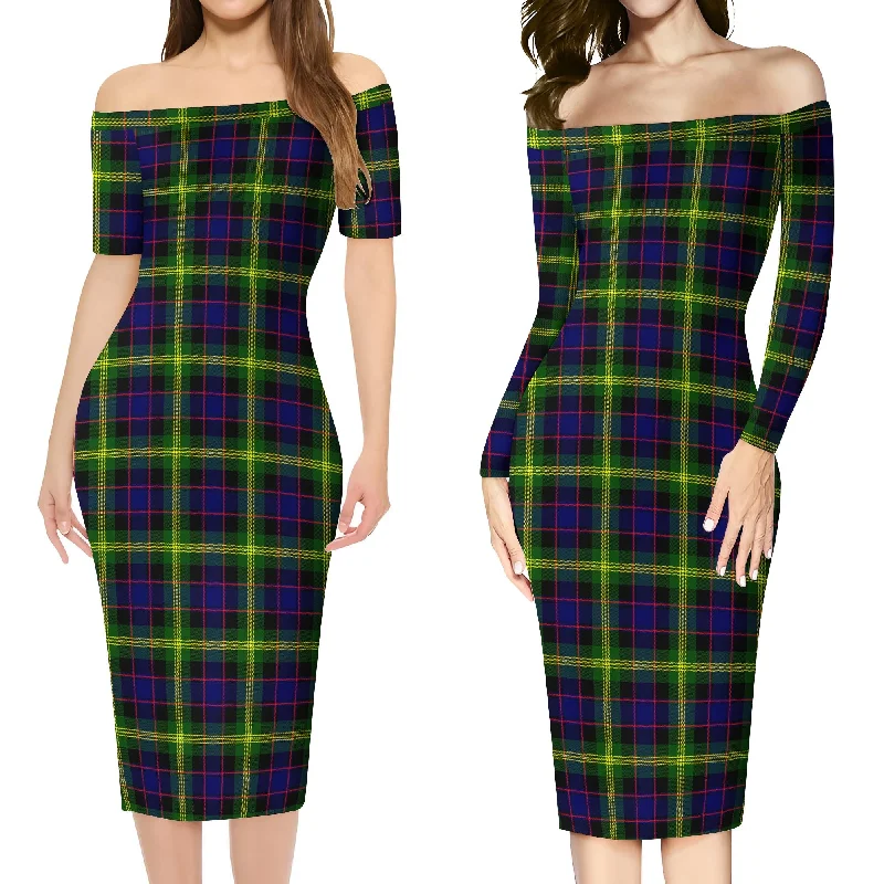 Watson Modern Tartan Off Shoulder Lady Dress Lounge unclassified dresses