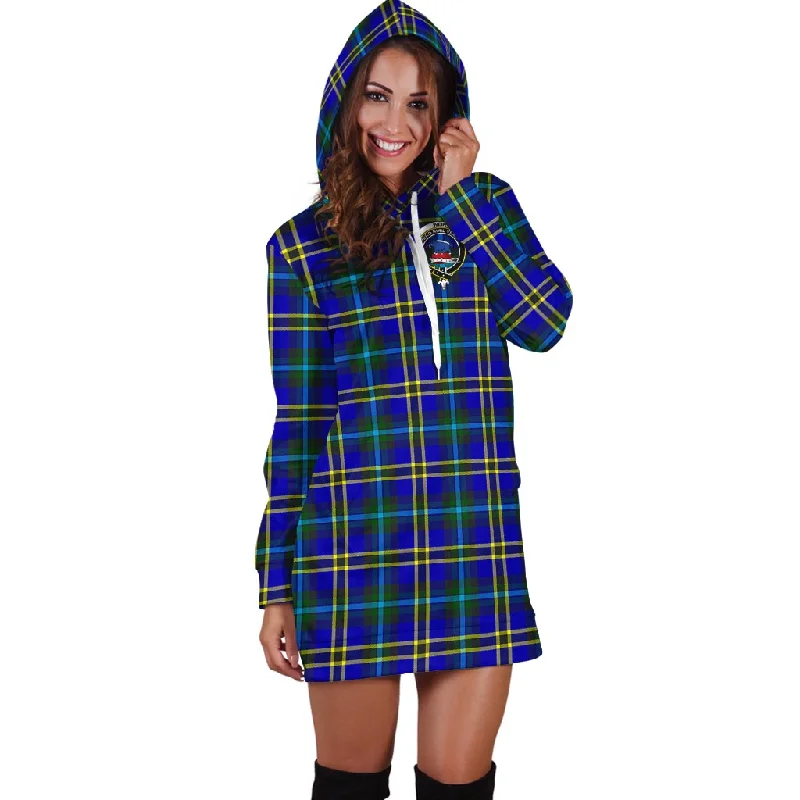 Weir Modern Tartan Hoodie Dress with Family Crest One-shoulder unclassified dresses