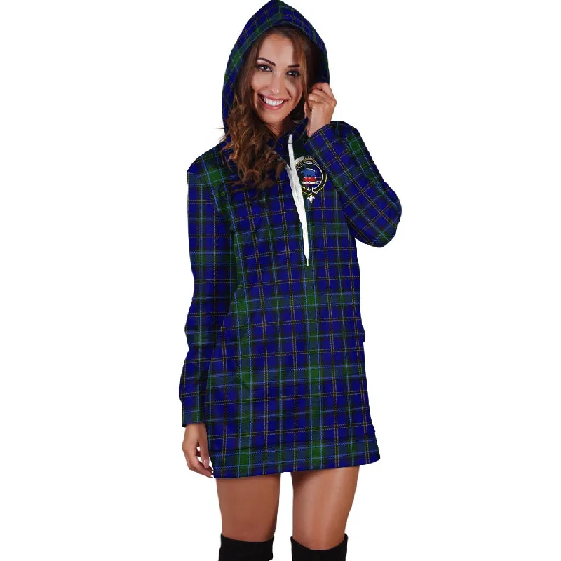 Weir Tartan Hoodie Dress with Family Crest Stretchy unclassified dresses