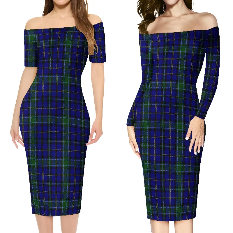 Weir Tartan Off Shoulder Lady Dress Graduation unclassified dresses