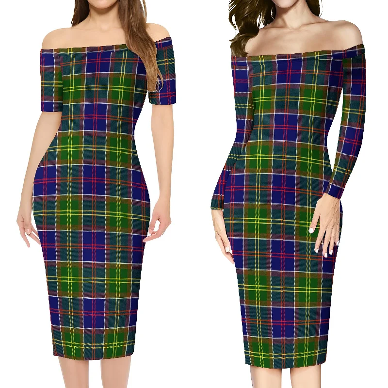 Whitefoord Tartan Off Shoulder Lady Dress Printed unclassified dresses