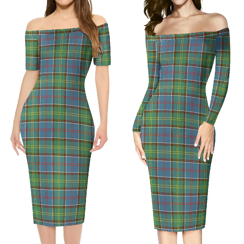 Whitelaw Tartan Off Shoulder Lady Dress Stylish unclassified dresses