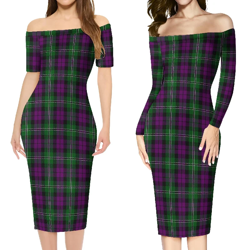 Wilson Tartan Off Shoulder Lady Dress Earthy tone unclassified dresses