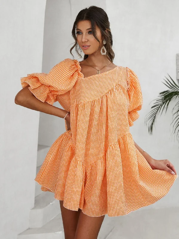 Women's Summer Casual Big Puff Sleeved Loose Dress High-end unclassified dresses