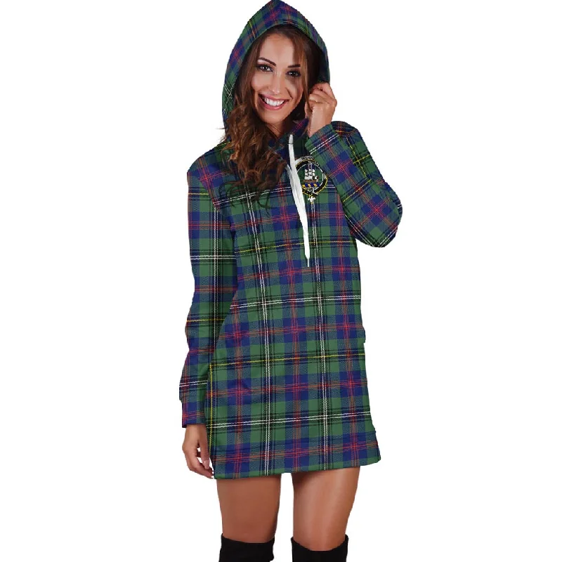 Wood Modern Tartan Hoodie Dress with Family Crest Velvet unclassified dresses