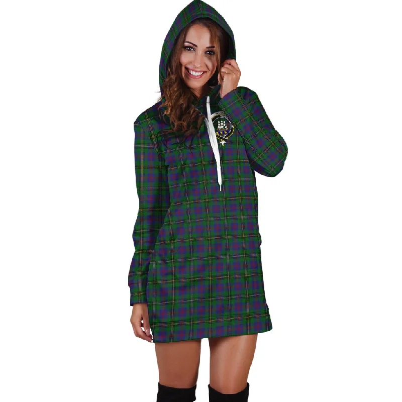 Wood Tartan Hoodie Dress with Family Crest Lounge unclassified dresses