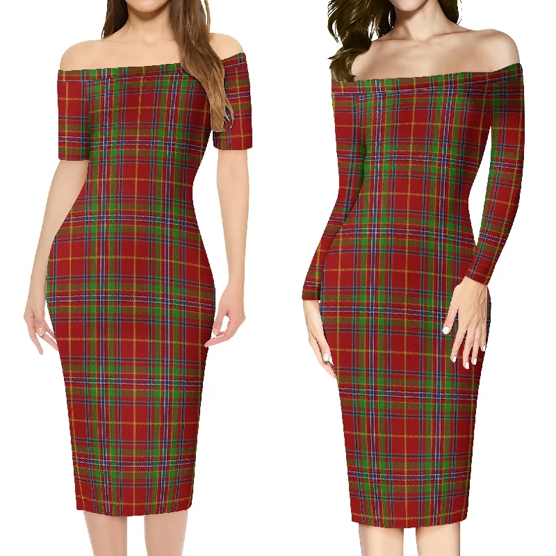 Wren Tartan Off Shoulder Lady Dress Bold pattern unclassified dresses